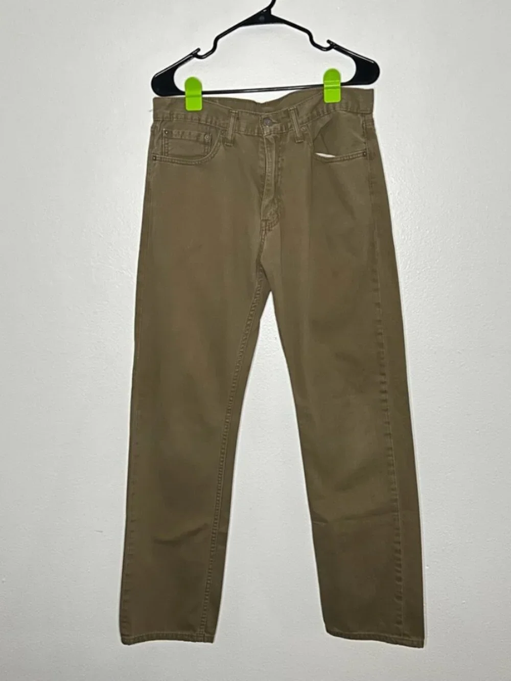 Levi's 505 Regular Fit Straight Leg Khaki Tan Brown Denim Jeans  Size 33 x 34